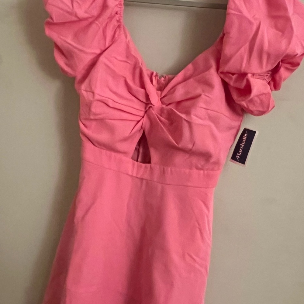 Vibrant Pink Dress with Puff Sleeves